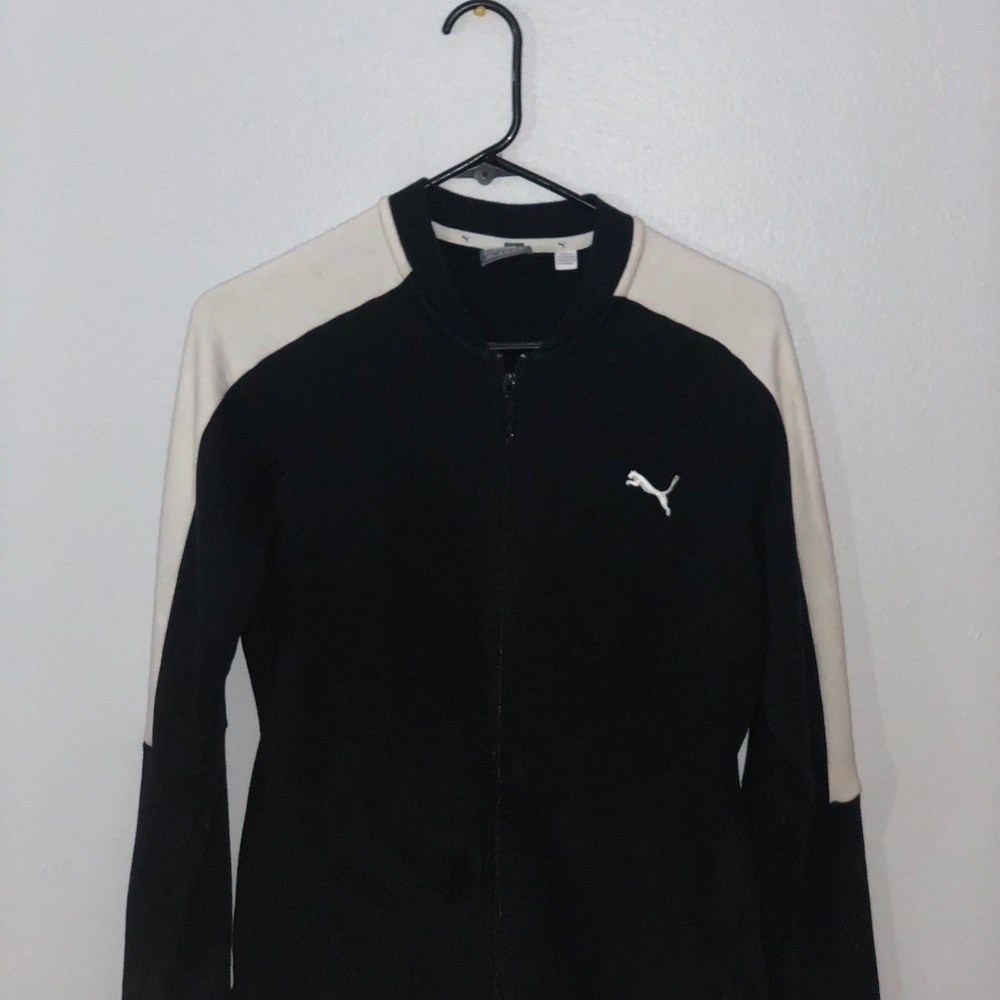 black & white puma sweater.